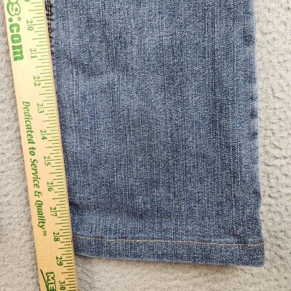 Silver Jeans Women's 29x28 90s Suki Flare Leg Blue Denim Stretch Low Rise Hemmed - Picture 8 of 13